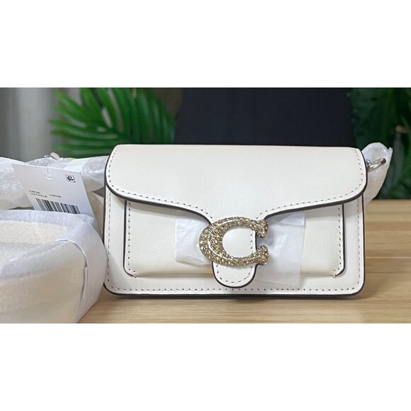 Coach Handbags - Coach White Tabby 12 with Pave Embellished Front C Logo